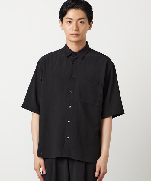 COMME CA ISM(コムサイズム)の「楊柳ポリエステル ショートポイントカラー リラックス半袖シャツ(シャツ/ブラウス・メンズ・ブラック/チャコール・LARGE/MEDIUM)」の8枚目の写真