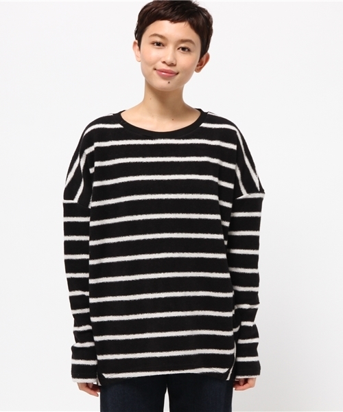 OUTLET(アウトレット)の「【Omekashi】ボーダー切替PO(Tシャツ/カットソー・レディース・オフホワイト/ブラック・FREE)」の3枚目の写真