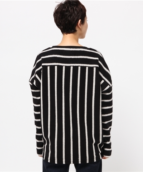 OUTLET(アウトレット)の「【Omekashi】ボーダー切替PO(Tシャツ/カットソー・レディース・オフホワイト/ブラック・FREE)」の5枚目の写真