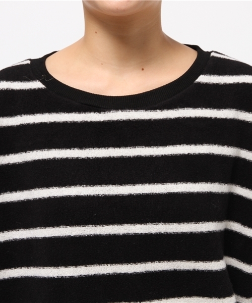 OUTLET(アウトレット)の「【Omekashi】ボーダー切替PO(Tシャツ/カットソー・レディース・オフホワイト/ブラック・FREE)」の6枚目の写真