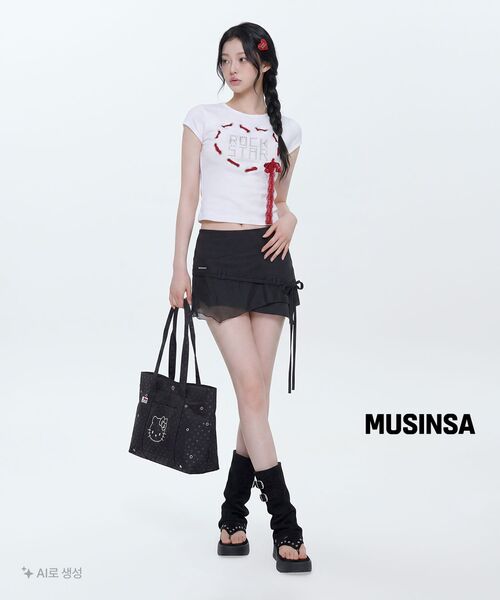 Miseki SEOUL（ミセキソウル）の「Diagonal sheer string mini skirt BLACK（スカート・レディース・その他・1/2）」の4枚目の写真