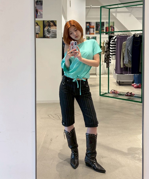 Oriens JOURNAL STANDARD（オリエンス ジャーナルスタンダード）の「ボタンオフショルダーTシャツ（Tシャツ/カットソー・レディース・パープル/ネイビー/モスグリーン・FREE）」の8枚目の写真