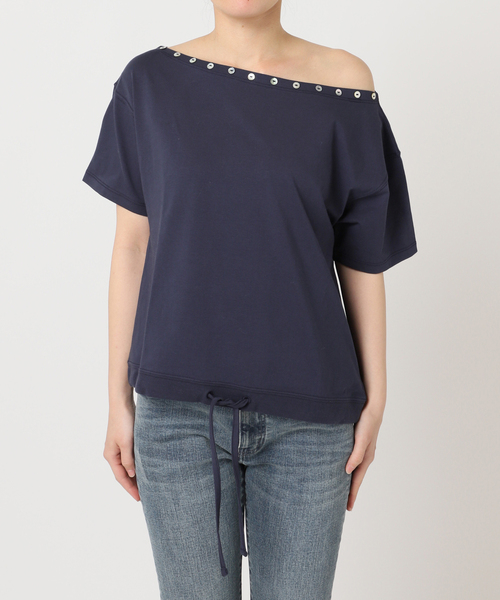 Oriens JOURNAL STANDARD（オリエンス ジャーナルスタンダード）の「ボタンオフショルダーTシャツ（Tシャツ/カットソー・レディース・パープル/ネイビー/モスグリーン・FREE）」の21枚目の写真
