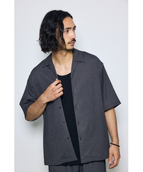 AZUL by moussy(アズールバイマウジー)の「【セットアップ対応】楊柳リラックス半袖シャツ 夏服 春服 秋服(シャツ/ブラウス・メンズ・ブラック/ブルー/グレー・LARGE/MEDIUM)」の19枚目の写真