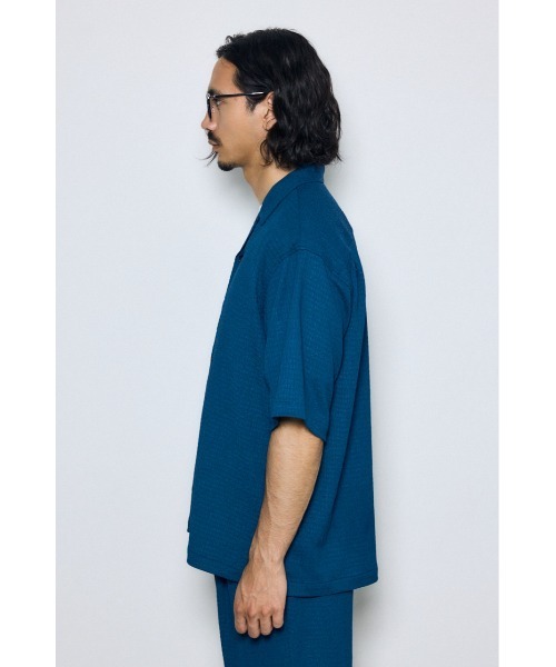 AZUL by moussy(アズールバイマウジー)の「【セットアップ対応】楊柳リラックス半袖シャツ 夏服 春服 秋服(シャツ/ブラウス・メンズ・ブラック/ブルー/グレー・LARGE/MEDIUM)」の7枚目の写真