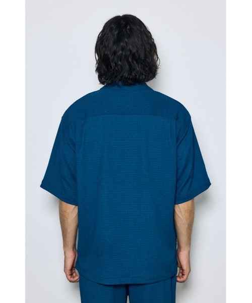 AZUL by moussy(アズールバイマウジー)の「【セットアップ対応】楊柳リラックス半袖シャツ 夏服 春服 秋服(シャツ/ブラウス・メンズ・ブラック/ブルー/グレー・LARGE/MEDIUM)」の8枚目の写真