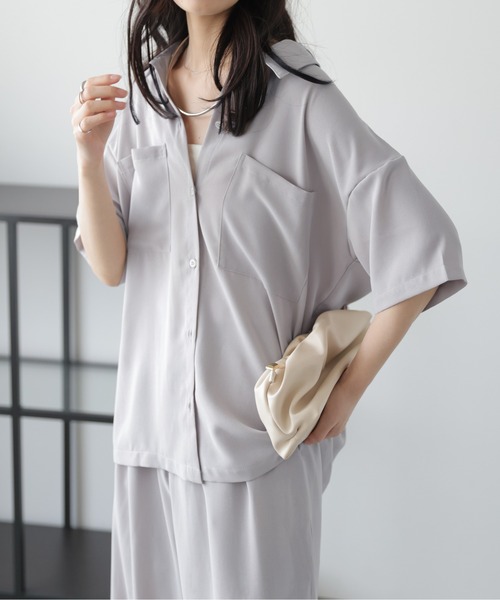 La-gemme(ラジェム)の「シャツ&ワイドパンツセットアップ(セットアップ・レディース・ネイビー/ブラック/ライトグレー・L/M)」の18枚目の写真
