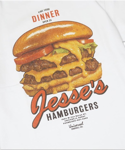 UNIVERSAL OVERALL（ユニバーサルオーバーオール）の「UNIVERSAL OVERALL HAMBURGER SS TEE（Tシャツ/カットソー・メンズ・ブラウン/ホワイト・L/M）」の6枚目の写真