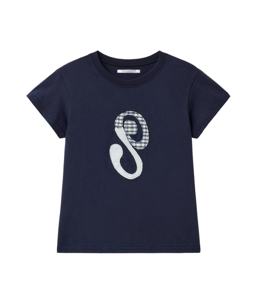 PARAKEET(パラキート)の「アプリケロゴT(ダークネイビー)(Tシャツ/カットソー・レディース・ダークネイビー・OS)」の5枚目の写真