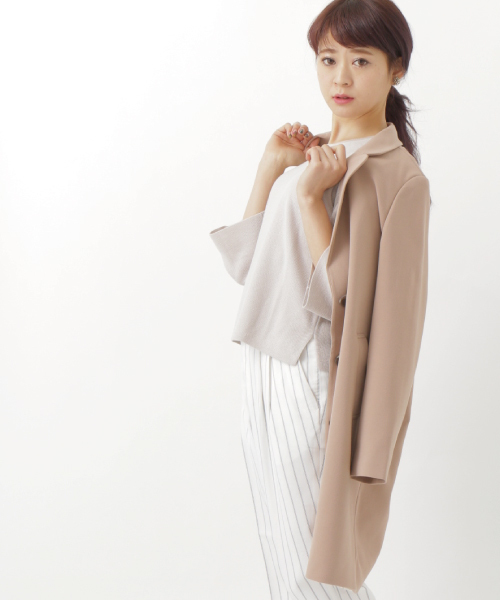 earth music&ecology（アースミュージックアンドエコロジー）の「【2016Spring】チェスターコート（チェスターコート・レディース・ネイビー/サックスブルー/グレー/キャメル・SMALL/MEDIUM）」の4枚目の写真