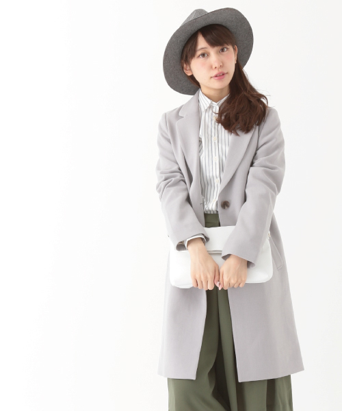 earth music&ecology（アースミュージックアンドエコロジー）の「【2016Spring】チェスターコート（チェスターコート・レディース・ネイビー/サックスブルー/グレー/キャメル・SMALL/MEDIUM）」の2枚目の写真