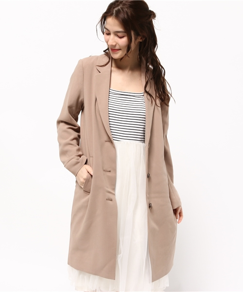 earth music&ecology（アースミュージックアンドエコロジー）の「【2016Spring】チェスターコート（チェスターコート・レディース・ネイビー/サックスブルー/グレー/キャメル・SMALL/MEDIUM）」の12枚目の写真