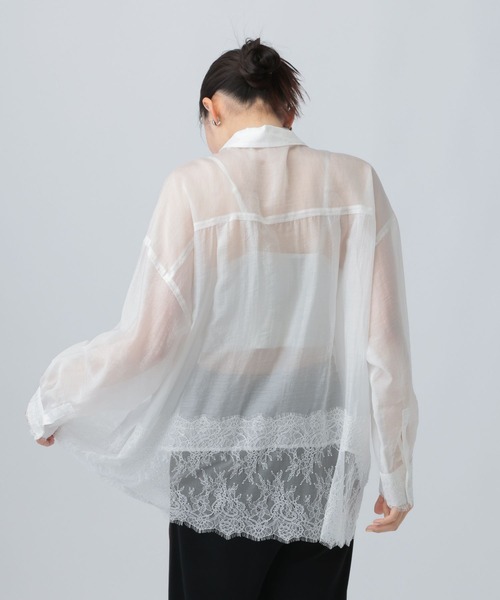 LEPSIM（レプシィム）の「レースドッキングシアーシャツ　774517（シャツ/ブラウス・レディース・ブラック/オフホワイト・FREE）」の22枚目の写真