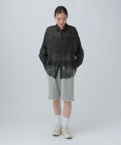 LEPSIM（レプシィム）の「レースドッキングシアーシャツ　774517（シャツ/ブラウス・レディース・ブラック/オフホワイト・FREE）」の16枚目の写真