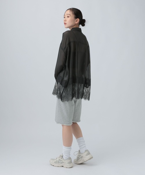LEPSIM（レプシィム）の「レースドッキングシアーシャツ　774517（シャツ/ブラウス・レディース・ブラック/オフホワイト・FREE）」の18枚目の写真