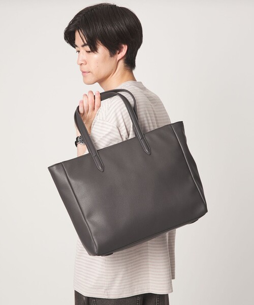 green label relaxing(グリーンレーベルリラクシング)の「【WEB限定】GLR レザーライク ファンクショナル ワイド トートバッグ(トートバッグ・メンズ・ダークグレー/ブラック・FREE)」の22枚目の写真