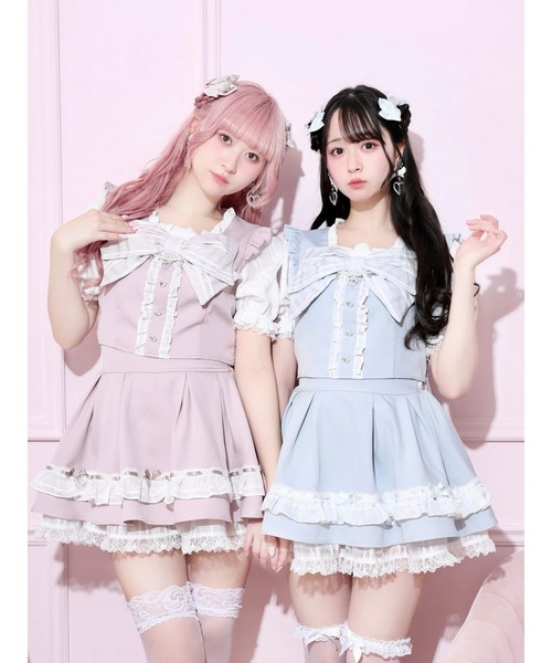 NOEMIE(ノエミー)の「チャーム付きシアーチェックビッグリボンセットアップ(ワンピース・レディース・ブラック/ピンク/サックスブルー・M)」の4枚目の写真