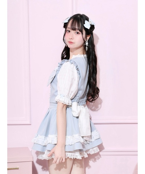 NOEMIE(ノエミー)の「チャーム付きシアーチェックビッグリボンセットアップ(ワンピース・レディース・ブラック/ピンク/サックスブルー・M)」の8枚目の写真