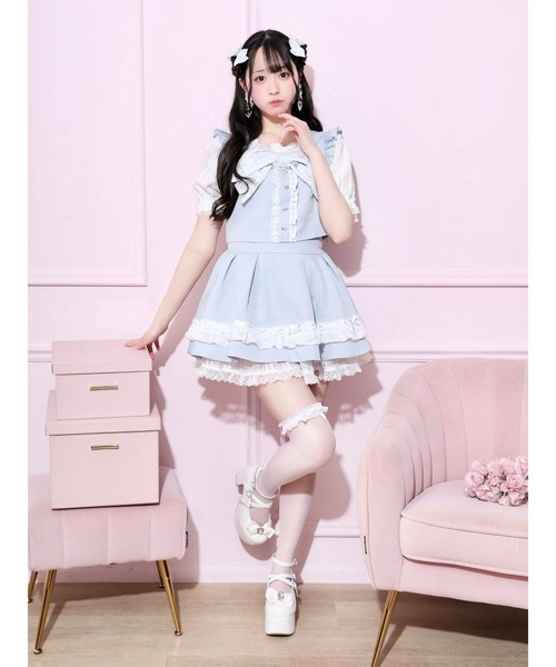 NOEMIE(ノエミー)の「チャーム付きシアーチェックビッグリボンセットアップ(ワンピース・レディース・ブラック/ピンク/サックスブルー・M)」の10枚目の写真