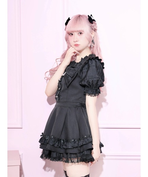 NOEMIE(ノエミー)の「チャーム付きシアーチェックビッグリボンセットアップ(ワンピース・レディース・ブラック/ピンク/サックスブルー・M)」の11枚目の写真