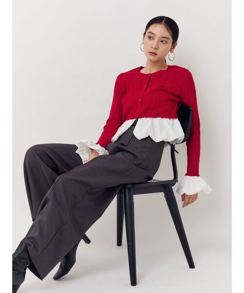 LAGUNAMOON(ラグナムーン)の「バイカラーベルトパンツ(その他パンツ・レディース・ボルドー/アイボリー/チャコールグレー・SMALL/MEDIUM)」の6枚目の写真