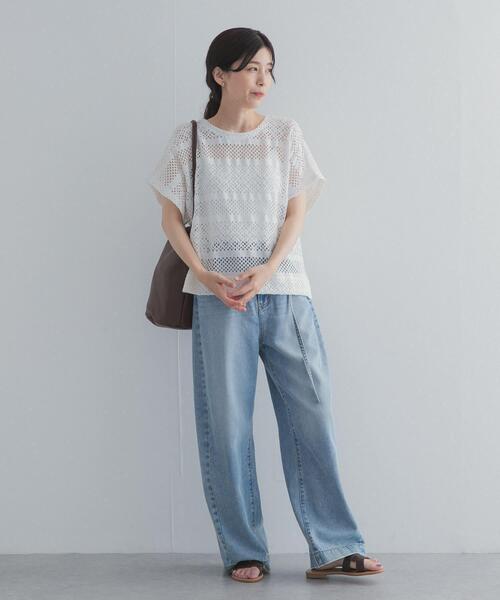 URBAN RESEARCH DOORS(アーバンリサーチドアーズ)の「クロップドレースプルオーバー(その他トップス・レディース・ブラック/ブラウン/オフホワイト・FREE)」の4枚目の写真