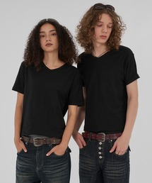 WISH FOR EVER（ウィッシュフォーエバー）の「ASSORT SLAB CROPPED COMPACT V NECK T/アソートスラブクロップドコンパクトVネックT（Tシャツ/カットソー）」