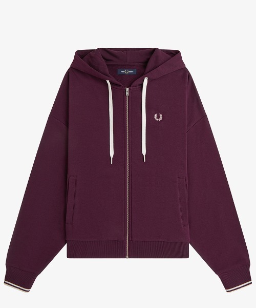 FRED PERRY（フレッドペリー）の「Hooded Zip-Through Sweatshirt／フード付きジップスルースウェット（パーカー・レディース・プラム/チャコールグレー・12/10）」の13枚目の写真
