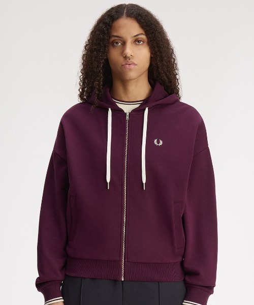 FRED PERRY（フレッドペリー）の「Hooded Zip-Through Sweatshirt／フード付きジップスルースウェット（パーカー・レディース・プラム/チャコールグレー・12/10）」の11枚目の写真