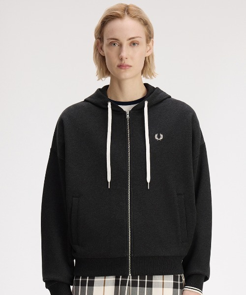FRED PERRY（フレッドペリー）の「Hooded Zip-Through Sweatshirt／フード付きジップスルースウェット（パーカー・レディース・プラム/チャコールグレー・12/10）」の5枚目の写真
