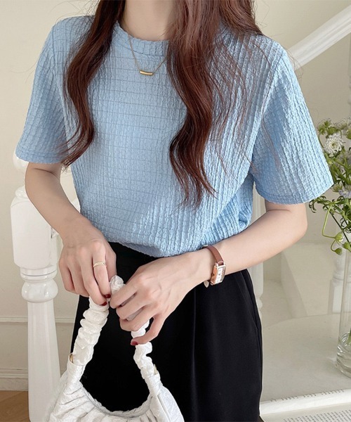 ONEP STAR(ワンピスター)の「ポコポコワッフル半袖プルオーバー(Tシャツ/カットソー・レディース・ブラック/ホワイト/カーキ/ブルー・MEDIUM/LARGE/X-LARGE)」の4枚目の写真