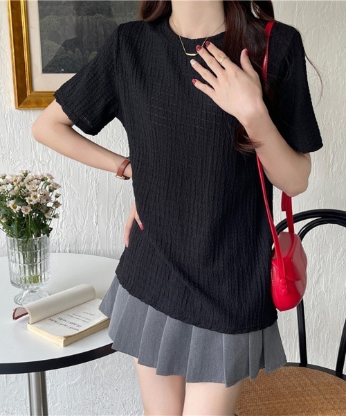 ONEP STAR(ワンピスター)の「ポコポコワッフル半袖プルオーバー(Tシャツ/カットソー・レディース・ブラック/ホワイト/カーキ/ブルー・MEDIUM/LARGE/X-LARGE)」の9枚目の写真