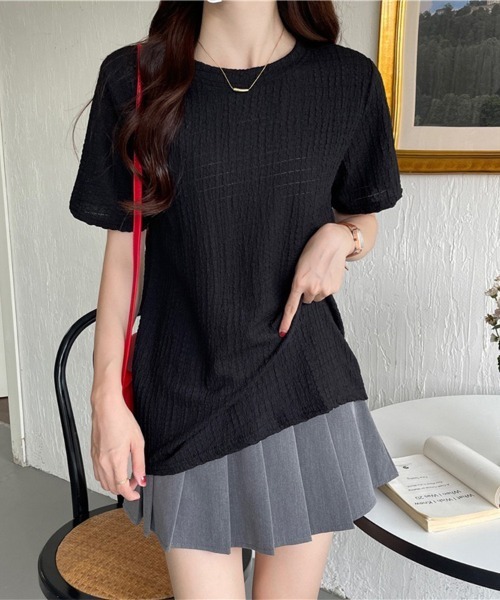 ONEP STAR(ワンピスター)の「ポコポコワッフル半袖プルオーバー(Tシャツ/カットソー・レディース・ブラック/ホワイト/カーキ/ブルー・MEDIUM/LARGE/X-LARGE)」の10枚目の写真