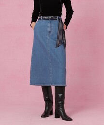 ストレッチデニムトラペーズ スカート