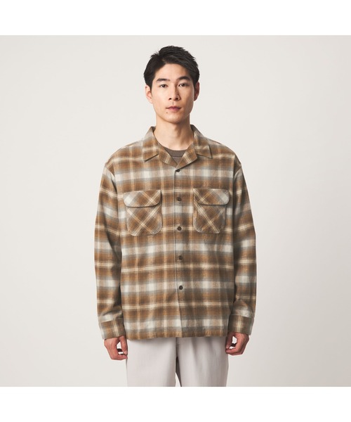 PENDLETON(ペンドルトン)の「【別注】<PENDLETON>チェック オープンカラー 長袖 シャツ(シャツ/ブラウス・メンズ・ライトブルー/ブラウン/ブラック・M/L/XL)」の2枚目の写真