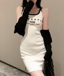 バイカラーロゴ入キャミタイトワンピース