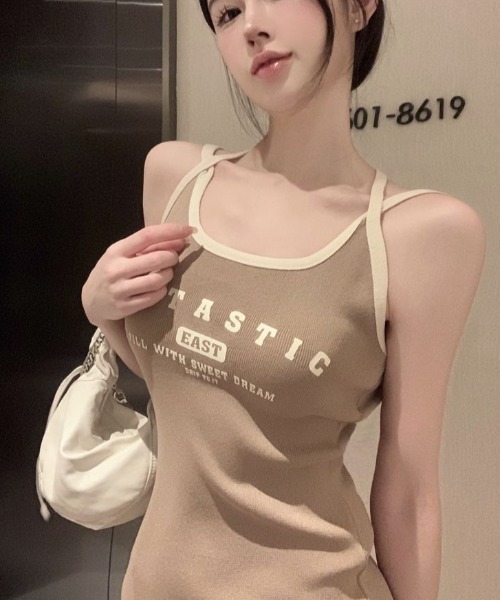 semuse(セミューズ)の「バイカラーロゴ入キャミタイトワンピース(ワンピース・レディース・ベージュ/ブラック/ホワイト・FREE)」の16枚目の写真