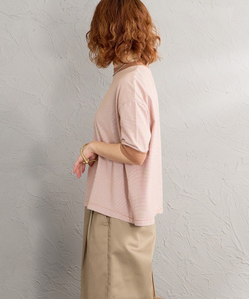 MEYAME（メヤメ）の「[MEYAME/メヤメ] 袖リブ ショートスリーブボーダーTシャツ（Tシャツ/カットソー・レディース・ブラウン/ブラック・F）」の15枚目の写真