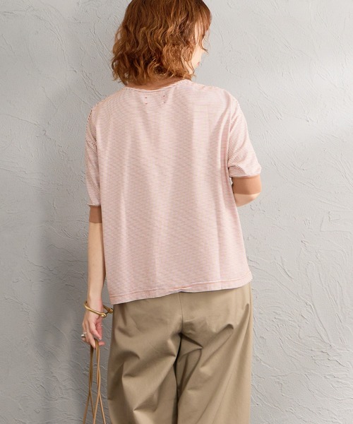 MEYAME（メヤメ）の「[MEYAME/メヤメ] 袖リブ ショートスリーブボーダーTシャツ（Tシャツ/カットソー・レディース・ブラウン/ブラック・F）」の16枚目の写真