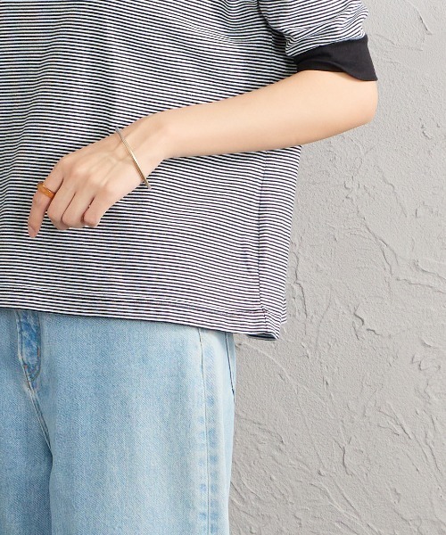 MEYAME（メヤメ）の「[MEYAME/メヤメ] 袖リブ ショートスリーブボーダーTシャツ（Tシャツ/カットソー・レディース・ブラウン/ブラック・F）」の20枚目の写真