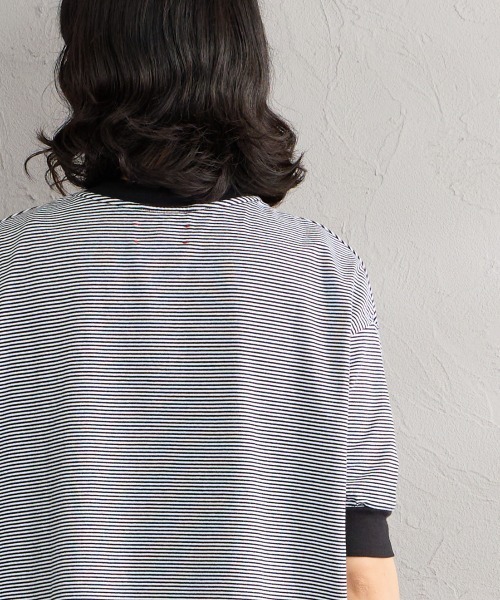 MEYAME（メヤメ）の「[MEYAME/メヤメ] 袖リブ ショートスリーブボーダーTシャツ（Tシャツ/カットソー・レディース・ブラウン/ブラック・F）」の19枚目の写真