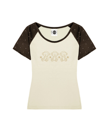 TRIO Uネックドットレガランスリムフィット半袖Tシャツ 4 COLORS