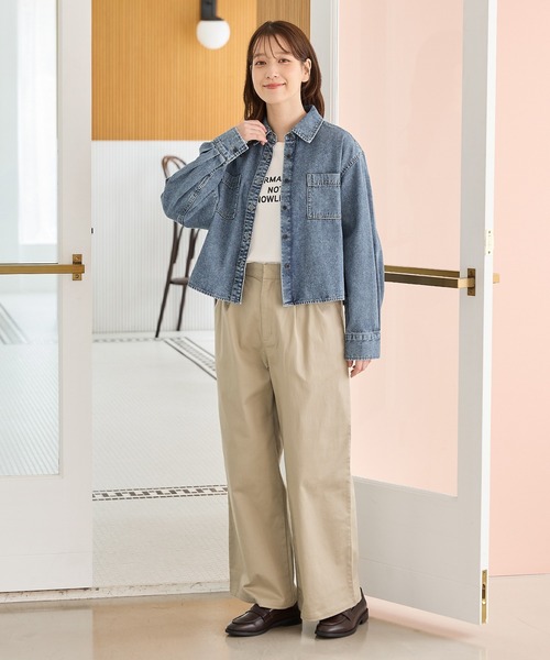 Honeys(ハニーズ)の「ショート丈シャツ(シャツ/ブラウス・レディース・ブルー/インディゴブルー/ブラウン・S/M/L)」の5枚目の写真