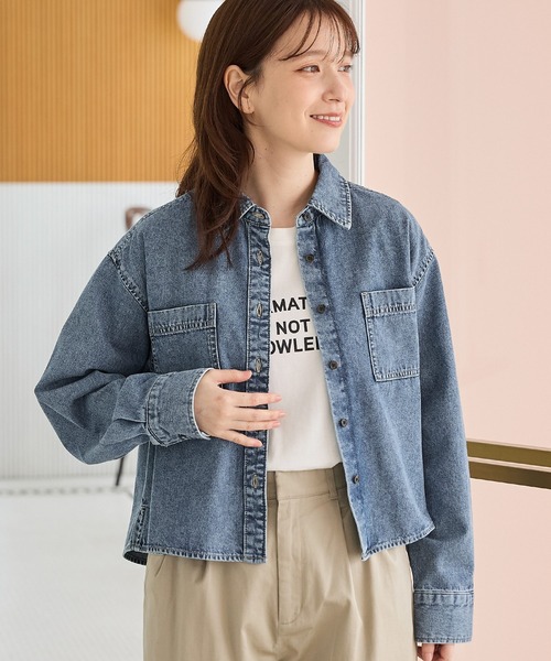 Honeys(ハニーズ)の「ショート丈シャツ(シャツ/ブラウス・レディース・ブルー/インディゴブルー/ブラウン・S/M/L)」の8枚目の写真