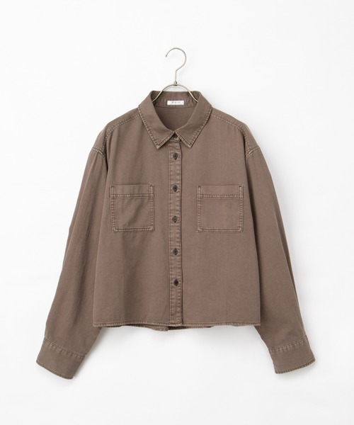 Honeys(ハニーズ)の「ショート丈シャツ(シャツ/ブラウス・レディース・ブルー/インディゴブルー/ブラウン・S/M/L)」の19枚目の写真