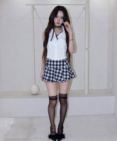 REINE NOIRE(レーヌノワール)の「vichy doll skirt. / ヴィシー ドール スカート(スカート・レディース・ブラック×ホワイト・FREE)」の13枚目の写真