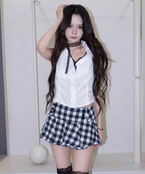 REINE NOIRE(レーヌノワール)の「vichy doll skirt. / ヴィシー ドール スカート(スカート・レディース・ブラック×ホワイト・FREE)」の9枚目の写真
