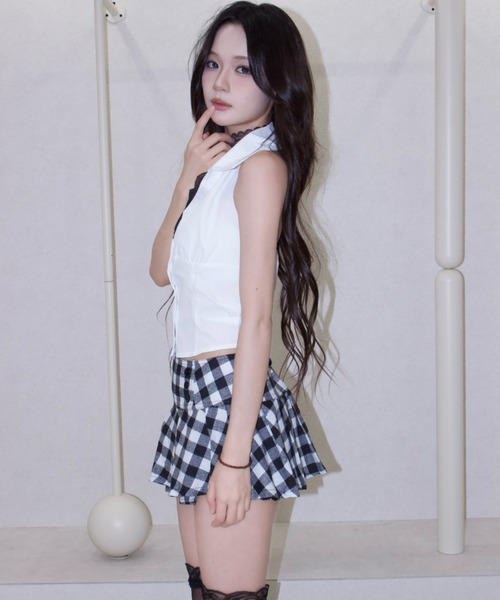 REINE NOIRE(レーヌノワール)の「vichy doll skirt. / ヴィシー ドール スカート(スカート・レディース・ブラック×ホワイト・FREE)」の11枚目の写真