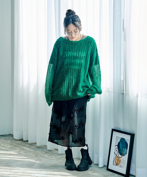 FREAK'S STORE(フリークスストア)の「立体フラワースカート(スカート・レディース・ブラック/オフホワイト・フリ-)」の7枚目の写真