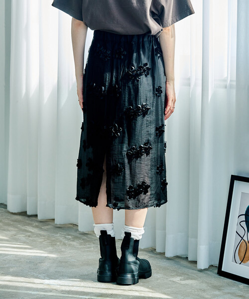 FREAK'S STORE(フリークスストア)の「立体フラワースカート(スカート・レディース・ブラック/オフホワイト・フリ-)」の13枚目の写真